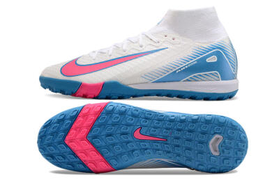 Nike Air Zoom Mercurial Superfly 10 Elite TF Artificial Turf Soccer Shoes - White/Pink/Blue