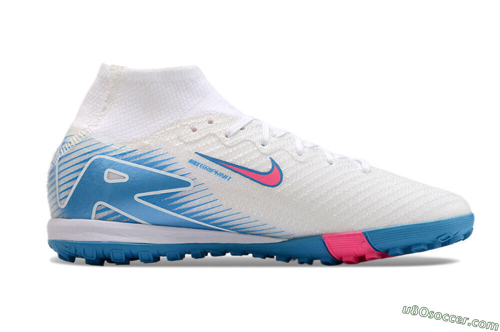 Nike Air Zoom Mercurial Superfly 10 Elite TF Artificial Turf Soccer Shoes - White/Pink/Blue 7