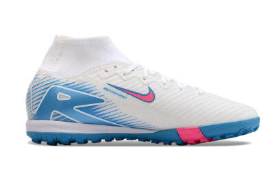 Nike Air Zoom Mercurial Superfly 10 Elite TF Artificial Turf Soccer Shoes - White/Pink/Blue