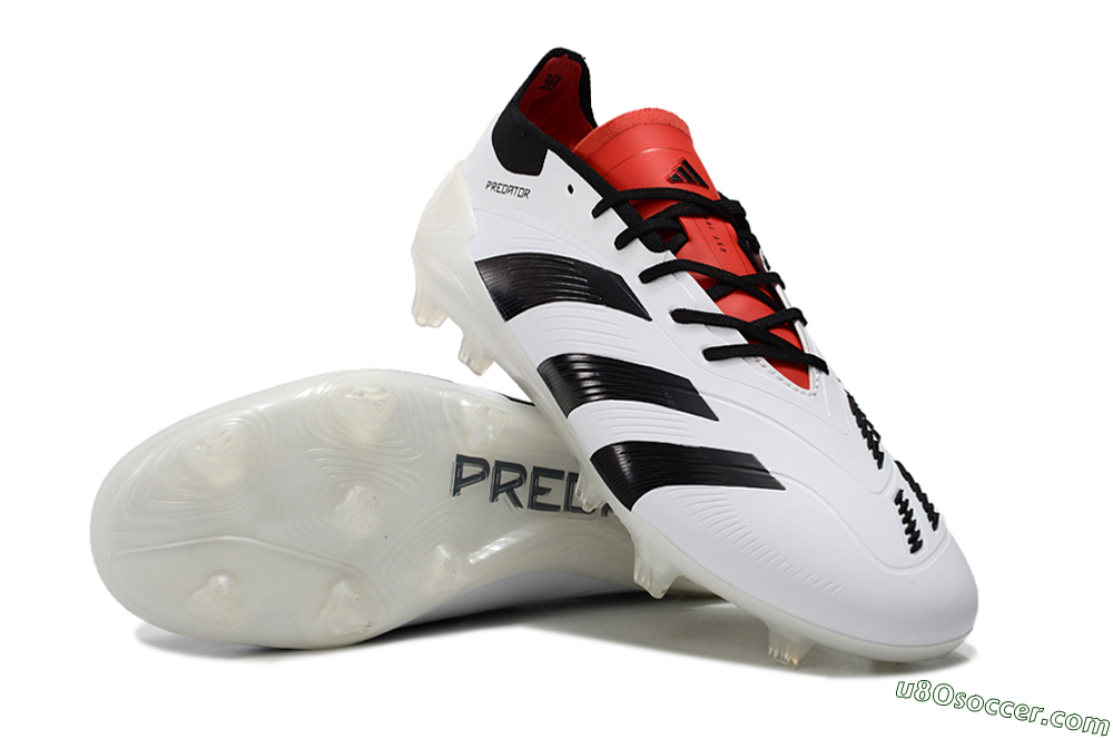 Adidas Predator 24 Elite FG Firm Ground Soccer Cleats - White/Black/Red 3