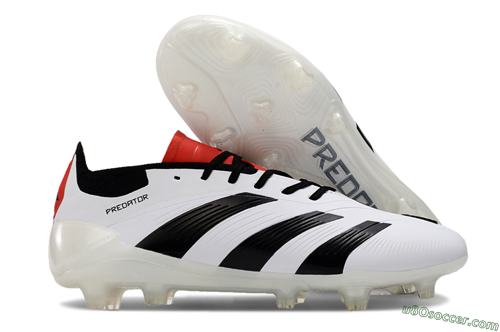 Adidas Predator 24 Elite FG Firm Ground Soccer Cleats - White/Black/Red 1