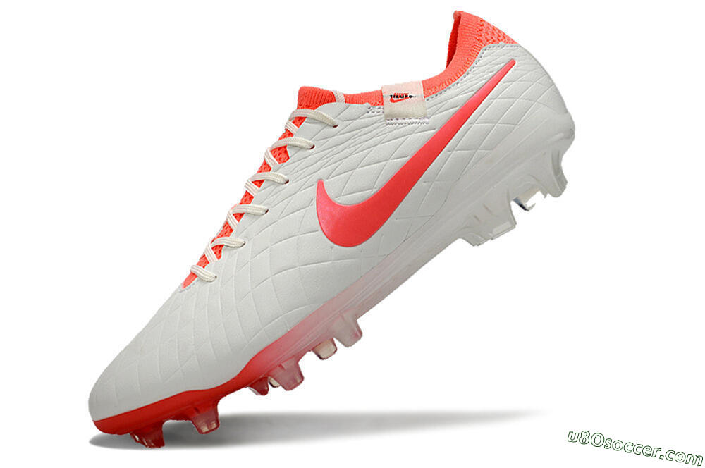 Nike Tiempo Legend 10 Elite FG Firm Ground Soccer Cleats - White/Red 5