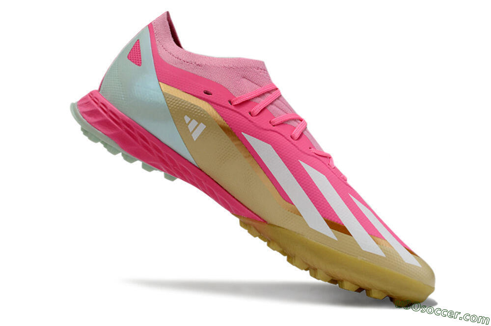 Adidas X 23 Crazyfast.1 TF Artificial Turf Soccer Shoes - Pink/White/Gold 4