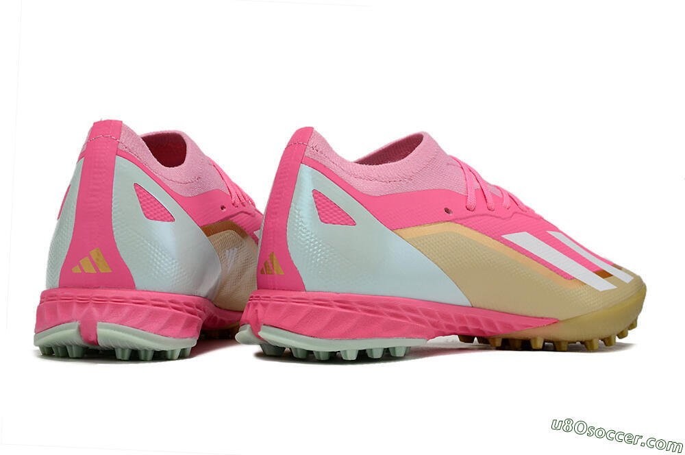 Adidas X 23 Crazyfast.1 TF Artificial Turf Soccer Shoes - Pink/White/Gold 6