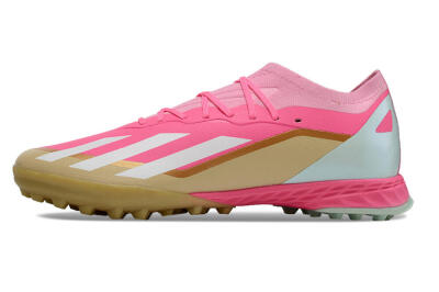 Adidas X 23 Crazyfast.1 TF Artificial Turf Soccer Shoes - Pink/White/Gold