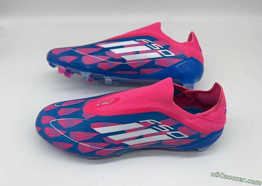 Adidas F50 Elite Laceless FG Firm Ground Soccer Cleats - Blue/Pink/White