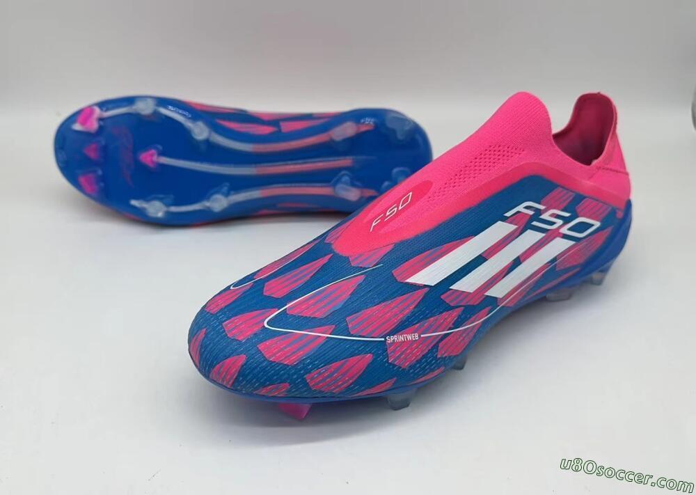 Adidas F50 Elite Laceless FG Firm Ground Soccer Cleats - Blue/Pink/White