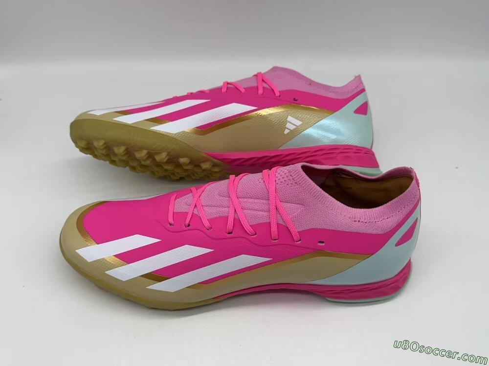 Adidas X 23 Crazyfast.1 TF Artificial Turf Soccer Shoes - Pink/White/Gold