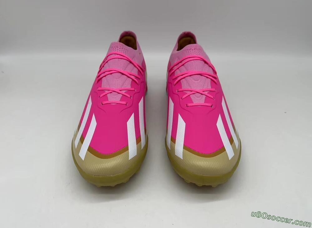 Adidas X 23 Crazyfast.1 TF Artificial Turf Soccer Shoes - Pink/White/Gold
