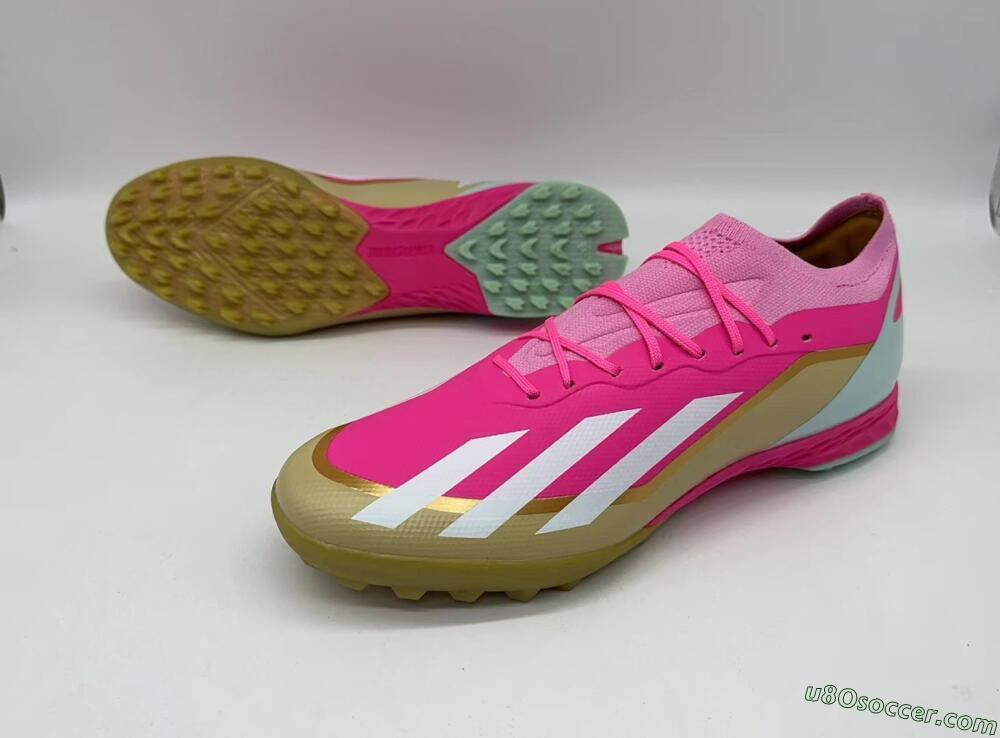 Adidas X 23 Crazyfast.1 TF Artificial Turf Soccer Shoes - Pink/White/Gold