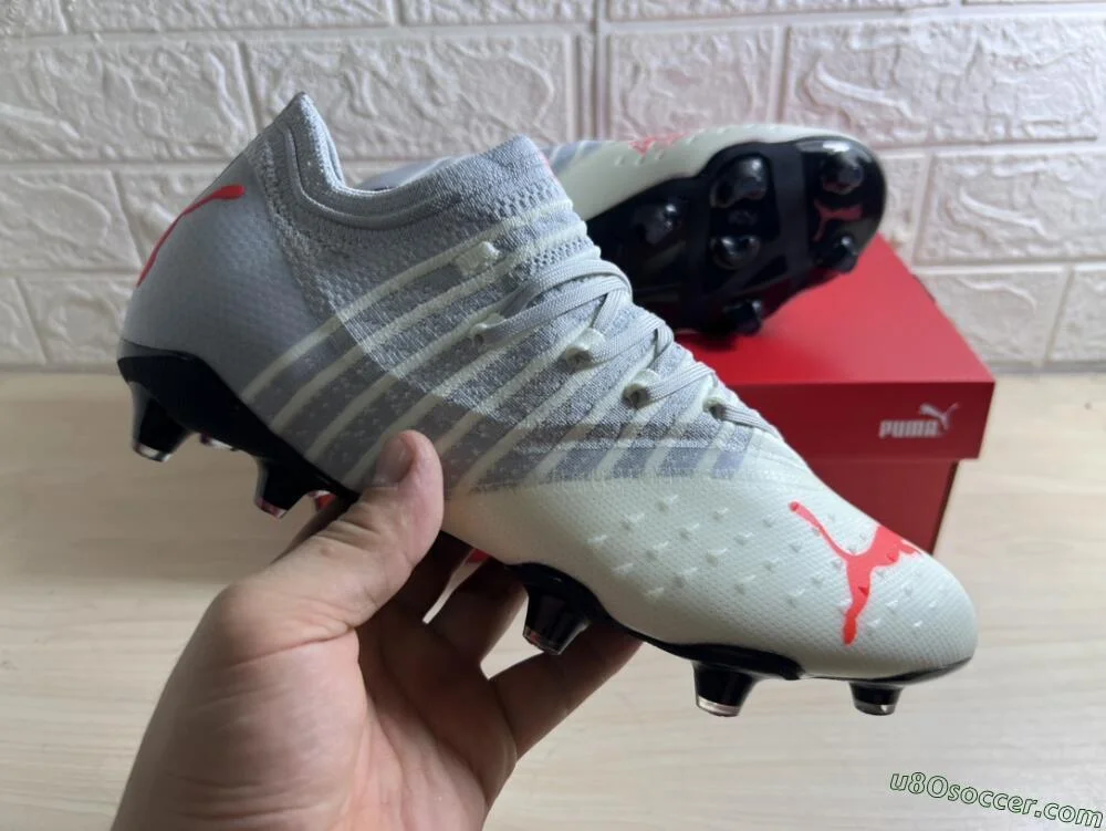 New FG Soccer Cleats - Grey and White Puma Future Z 1.3 Instinct