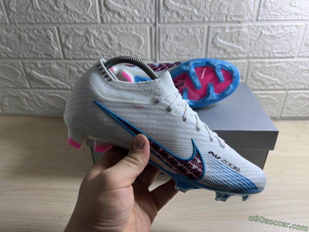Nike Air Zoom Mercurial Vapor 15 Elite FG Firm Ground Soccer Cleats - White/Blue/Pink
