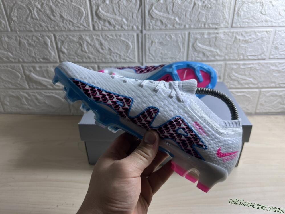Nike Air Zoom Mercurial Vapor 15 Elite FG Firm Ground Soccer Cleats - White/Blue/Pink