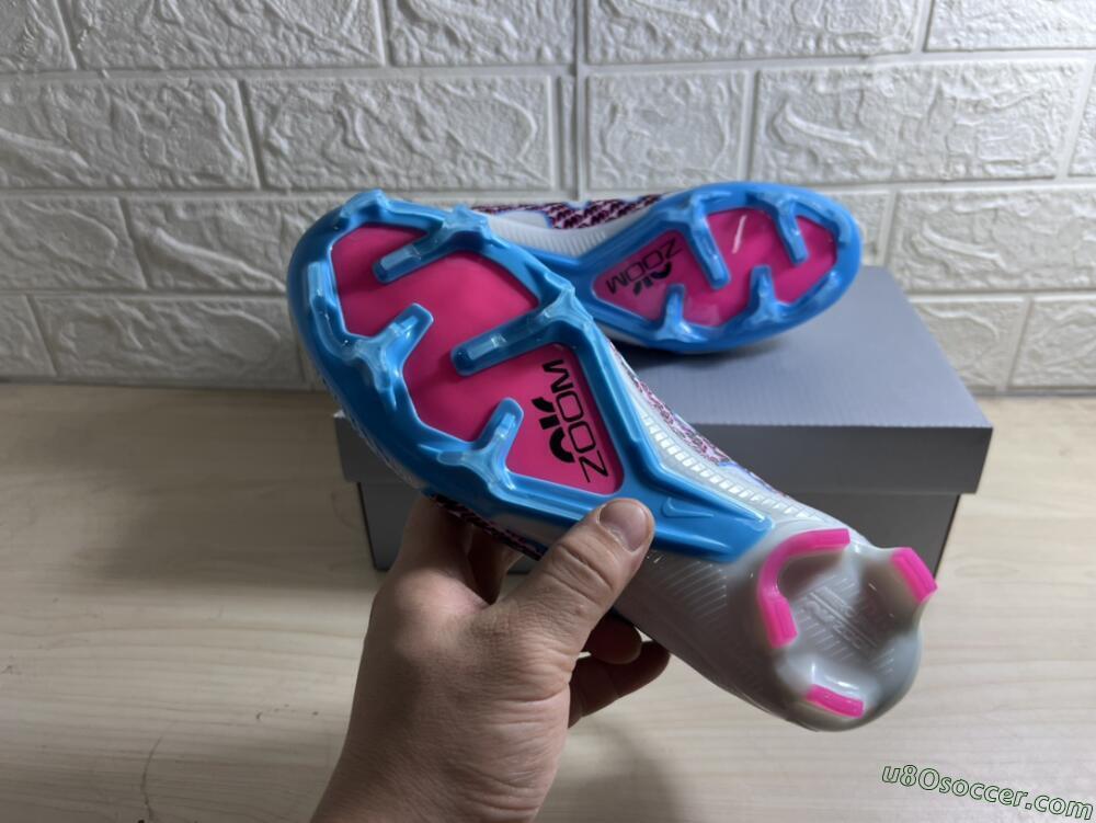 Nike Air Zoom Mercurial Vapor 15 Elite FG Firm Ground Soccer Cleats - White/Blue/Pink