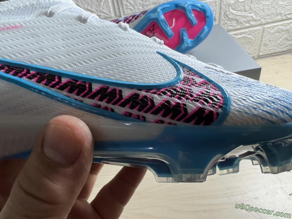 Nike Air Zoom Mercurial Vapor 15 Elite FG Firm Ground Soccer Cleats - White/Blue/Pink