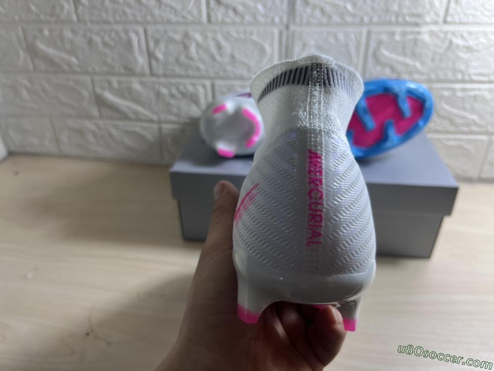 Nike Air Zoom Mercurial Superfly 9 Elite FG Firm Ground Soccer Cleats - White/Blue/Pink