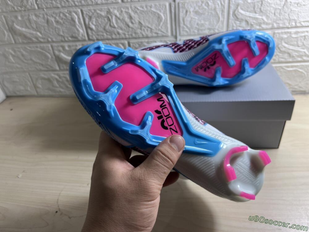 Nike Air Zoom Mercurial Superfly 9 Elite FG Firm Ground Soccer Cleats - White/Blue/Pink