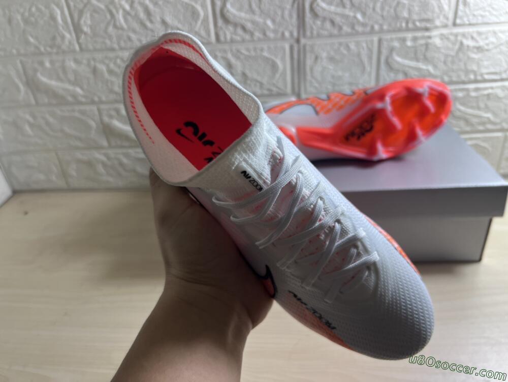 Nike Air Zoom Mercurial Superfly 9 Elite FG Firm Ground Soccer Cleats - White/Orange/Black
