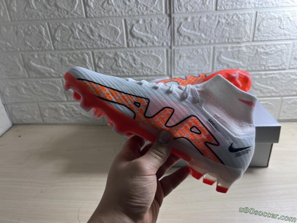 Nike Air Zoom Mercurial Superfly 9 Elite FG Firm Ground Soccer Cleats - White/Orange/Black
