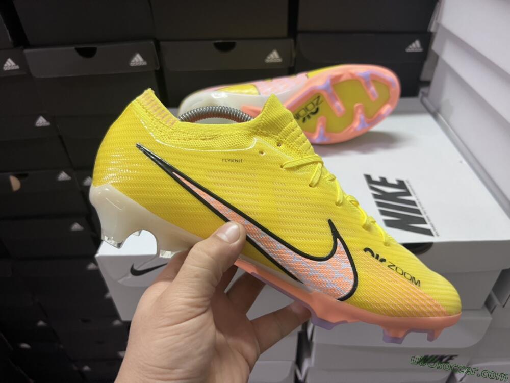 Nike Air Zoom Mercurial Vapor 15 Elite FG Firm Ground Soccer Cleats - Yellow/Pink