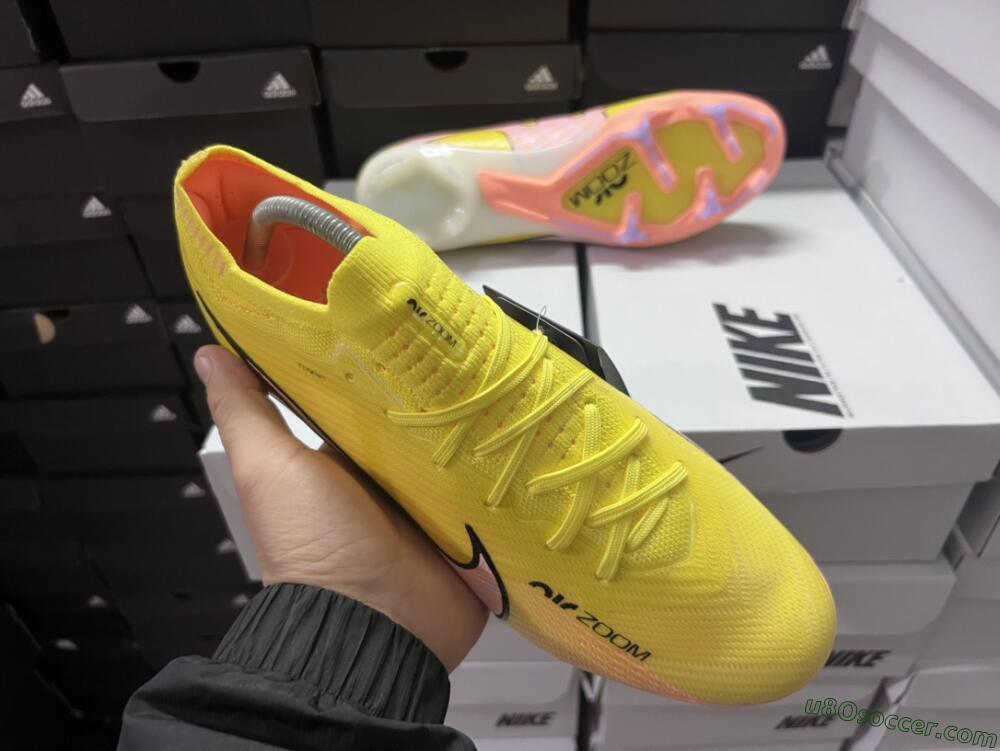 Nike Air Zoom Mercurial Vapor 15 Elite FG Firm Ground Soccer Cleats - Yellow/Pink