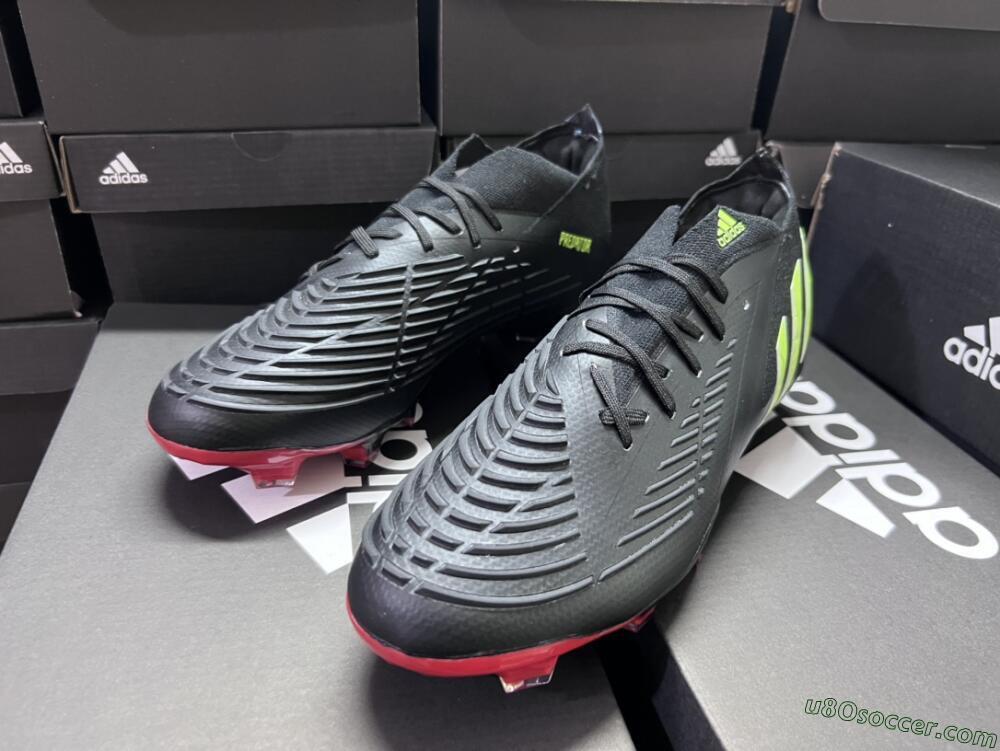 Adidas Predator Edge Geometric.1 Low FG Firm Ground Soccer Cleats - Black/Yellow/Red