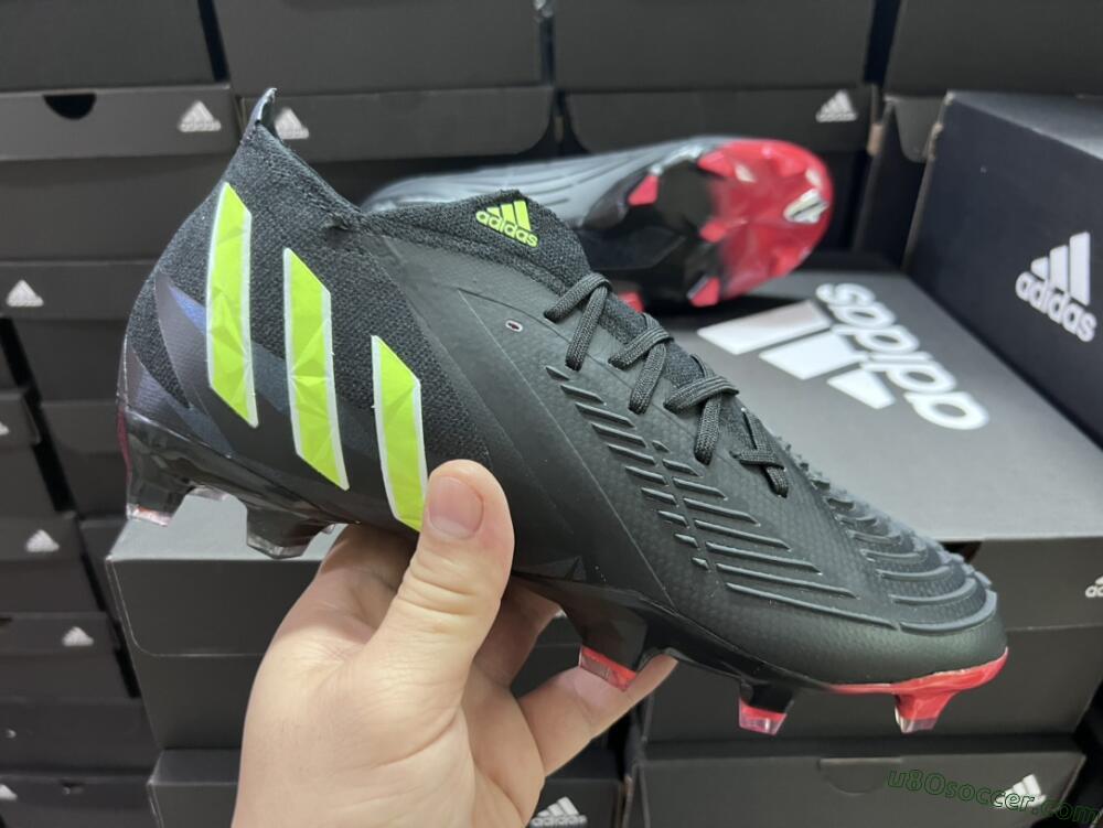 Adidas Predator Edge Geometric.1 Low FG Firm Ground Soccer Cleats - Black/Yellow/Red