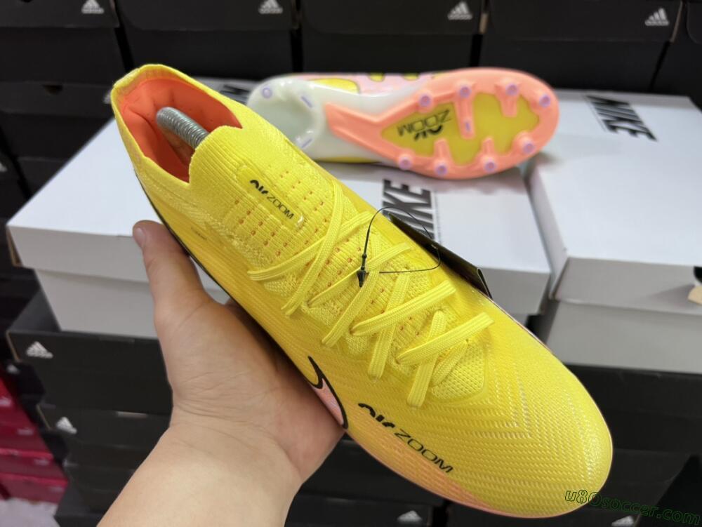 Nike Air Zoom Mercurial Vapor 15 Elite AG Artificial Grass Soccer Cleats - Yellow/Pink
