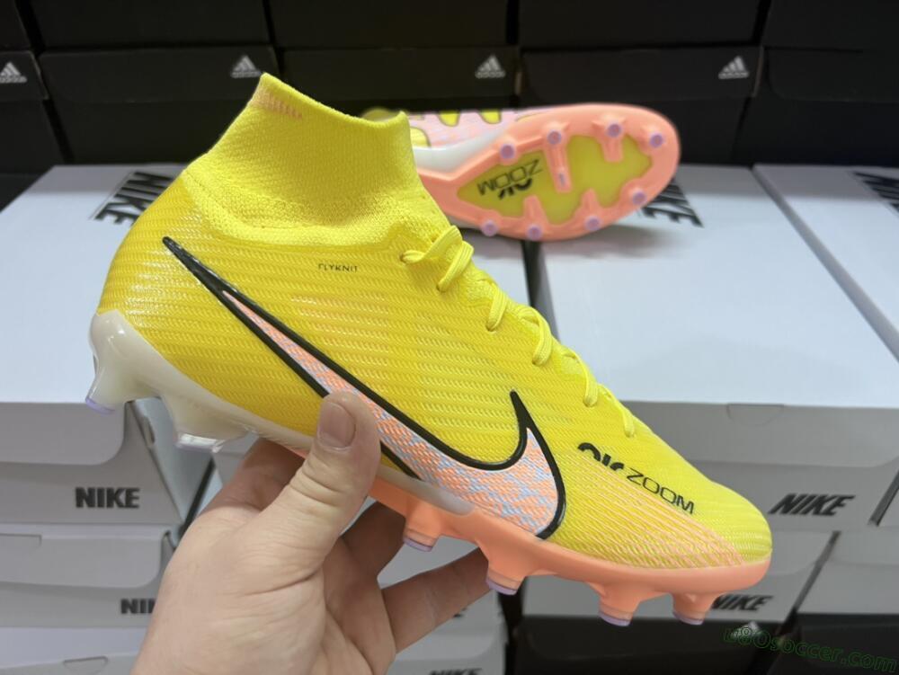 Nike Air Zoom Mercurial Superfly 9 Elite FG Firm Ground Soccer Cleats - Yellow/Pink