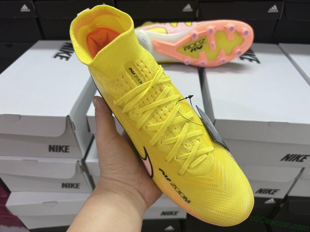 Nike Air Zoom Mercurial Superfly 9 Elite FG Firm Ground Soccer Cleats - Yellow/Pink
