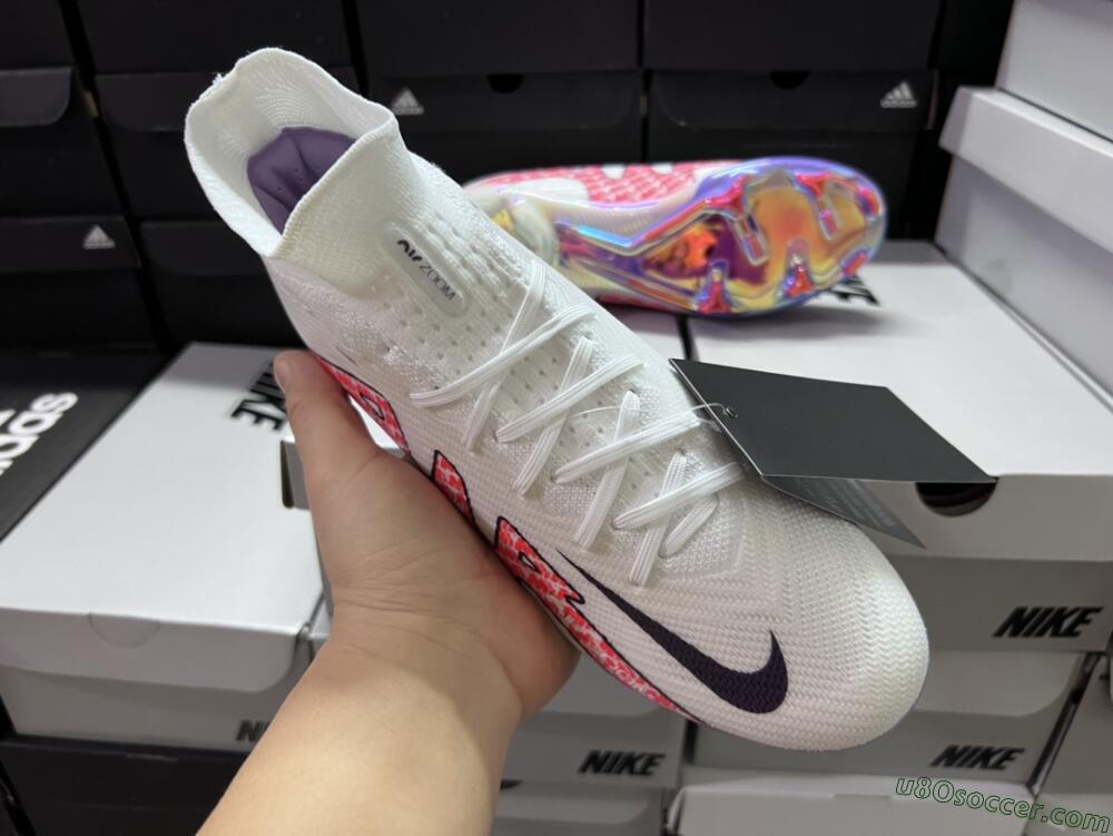 Nike Air Zoom Mercurial Superfly 9 Elite FG Firm Ground Soccer Cleats - White/Red