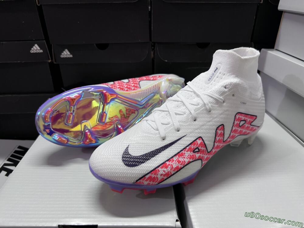 Nike Air Zoom Mercurial Superfly 9 Elite FG Firm Ground Soccer Cleats - White/Red