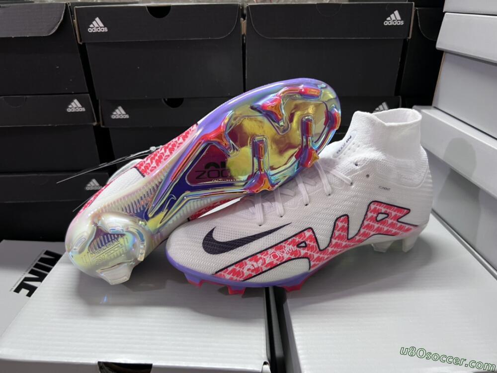 Nike Air Zoom Mercurial Superfly 9 Elite FG Firm Ground Soccer Cleats - White/Red