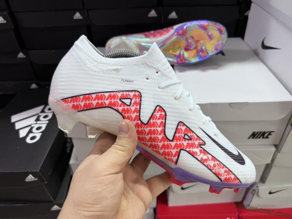 Nike Air Zoom Mercurial Vapor 15 Elite FG Firm Ground Soccer Cleats - White/Red