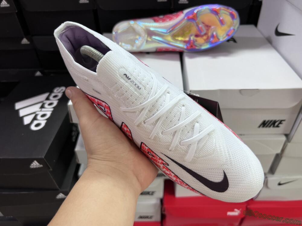 Nike Air Zoom Mercurial Vapor 15 Elite FG Firm Ground Soccer Cleats - White/Red