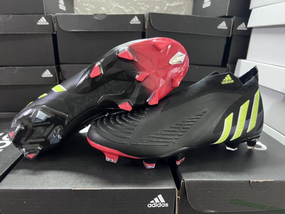 Adidas Predator Edge Geometric+ FG Firm Ground Soccer Cleats - Black/Yellow/Red