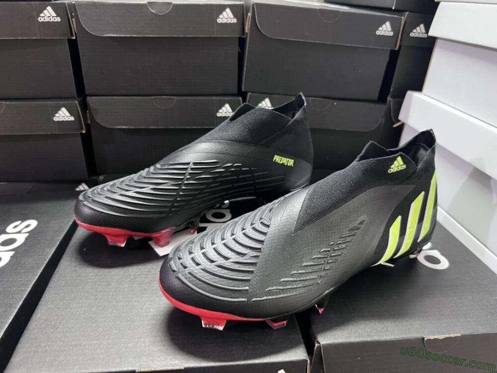 Adidas Predator Edge Geometric+ FG Firm Ground Soccer Cleats - Black/Yellow/Red