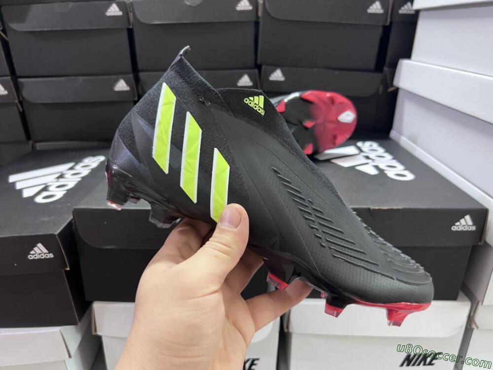Adidas Predator Edge Geometric+ FG Firm Ground Soccer Cleats - Black/Yellow/Red