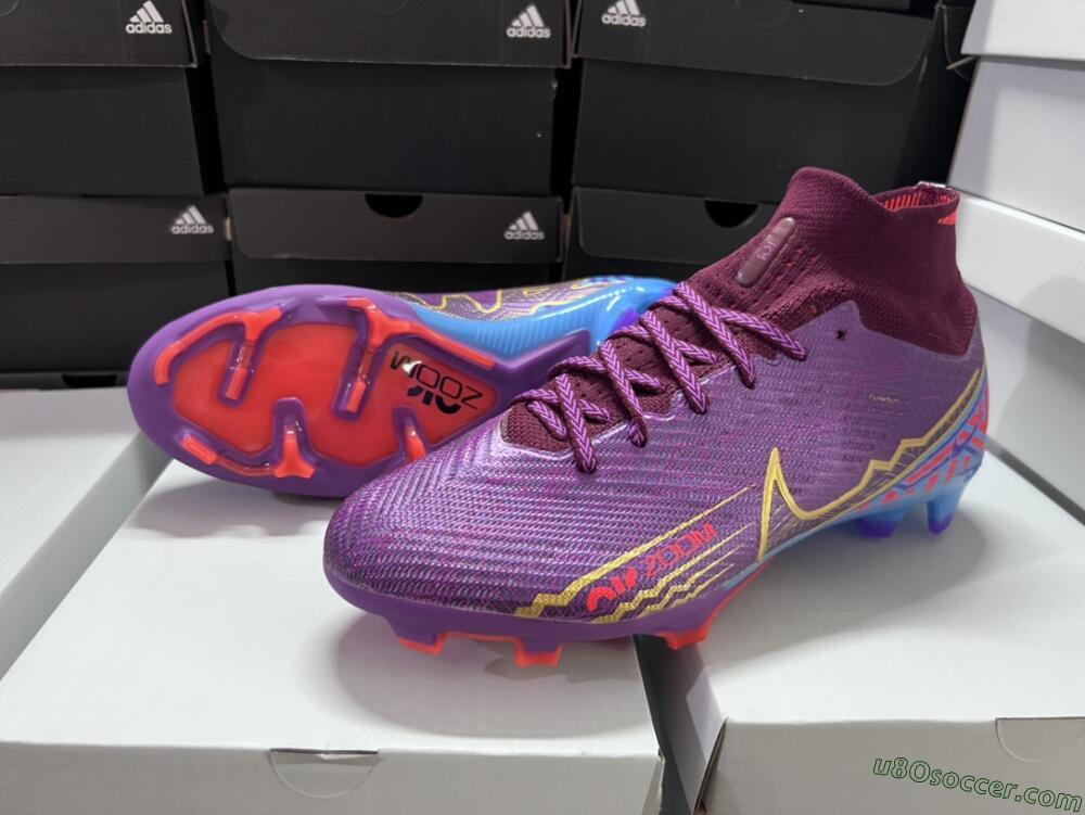 Nike Air Zoom Mercurial Superfly 9 Elite FG Firm Ground Soccer Cleats - Purple/Blue/Gold