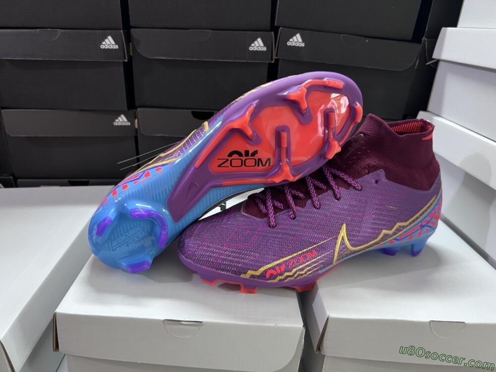 Nike Air Zoom Mercurial Superfly 9 Elite FG Firm Ground Soccer Cleats - Purple/Blue/Gold