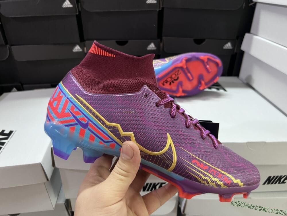 Nike Air Zoom Mercurial Superfly 9 Elite FG Firm Ground Soccer Cleats - Purple/Blue/Gold