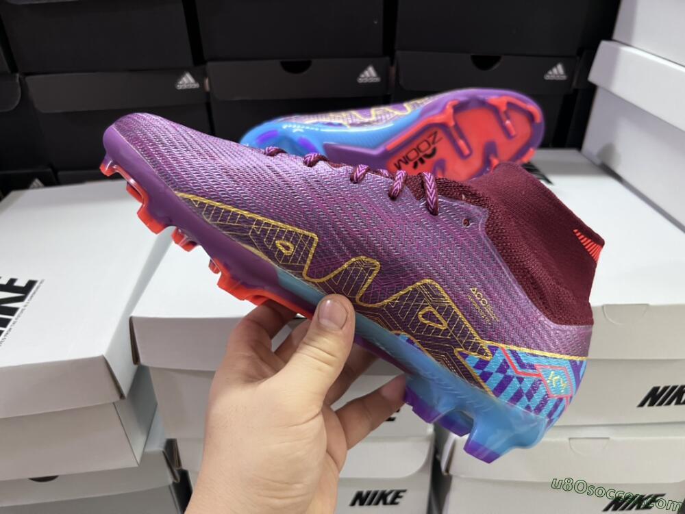 Nike Air Zoom Mercurial Superfly 9 Elite FG Firm Ground Soccer Cleats - Purple/Blue/Gold