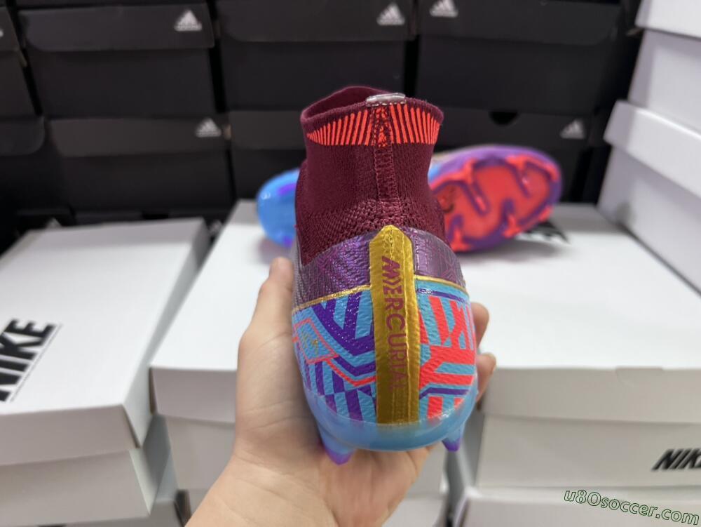 Nike Air Zoom Mercurial Superfly 9 Elite FG Firm Ground Soccer Cleats - Purple/Blue/Gold