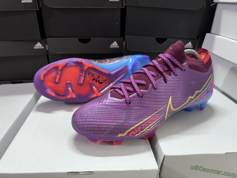 Nike Air Zoom Mercurial Vapor 15 Elite FG Firm Ground Soccer Cleats - Purple/Blue/Gold