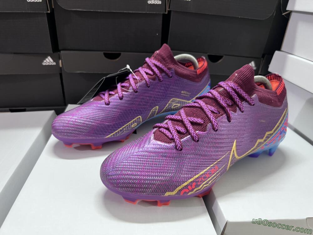Nike Air Zoom Mercurial Vapor 15 Elite FG Firm Ground Soccer Cleats - Purple/Blue/Gold