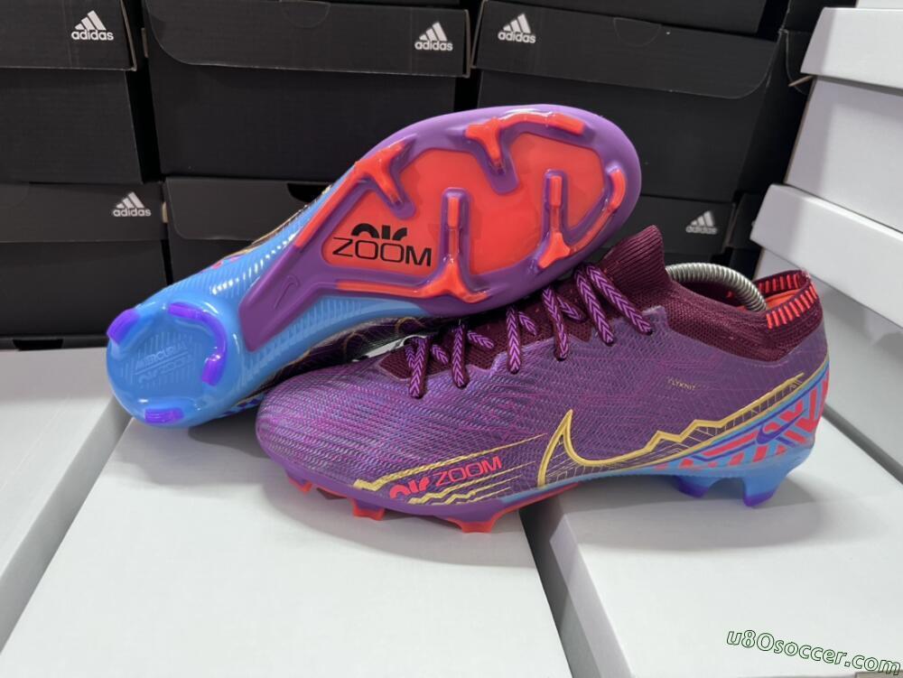 Nike Air Zoom Mercurial Vapor 15 Elite FG Firm Ground Soccer Cleats - Purple/Blue/Gold