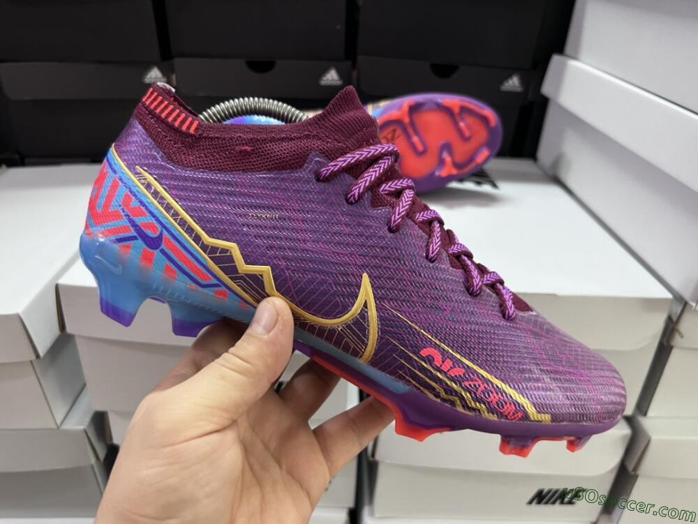 Nike Air Zoom Mercurial Vapor 15 Elite FG Firm Ground Soccer Cleats - Purple/Blue/Gold