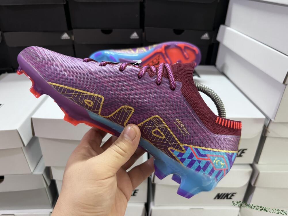 Nike Air Zoom Mercurial Vapor 15 Elite FG Firm Ground Soccer Cleats - Purple/Blue/Gold