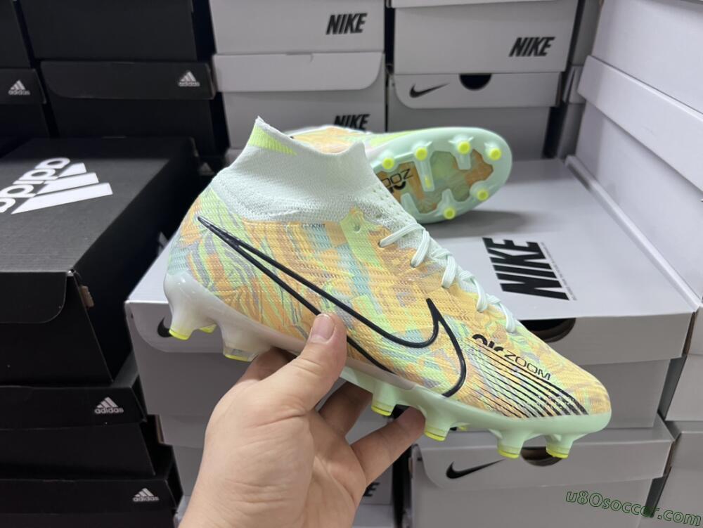 Nike Air Zoom Mercurial Superfly 9 Elite AG Artificial Grass Soccer Cleats - Green/Orange