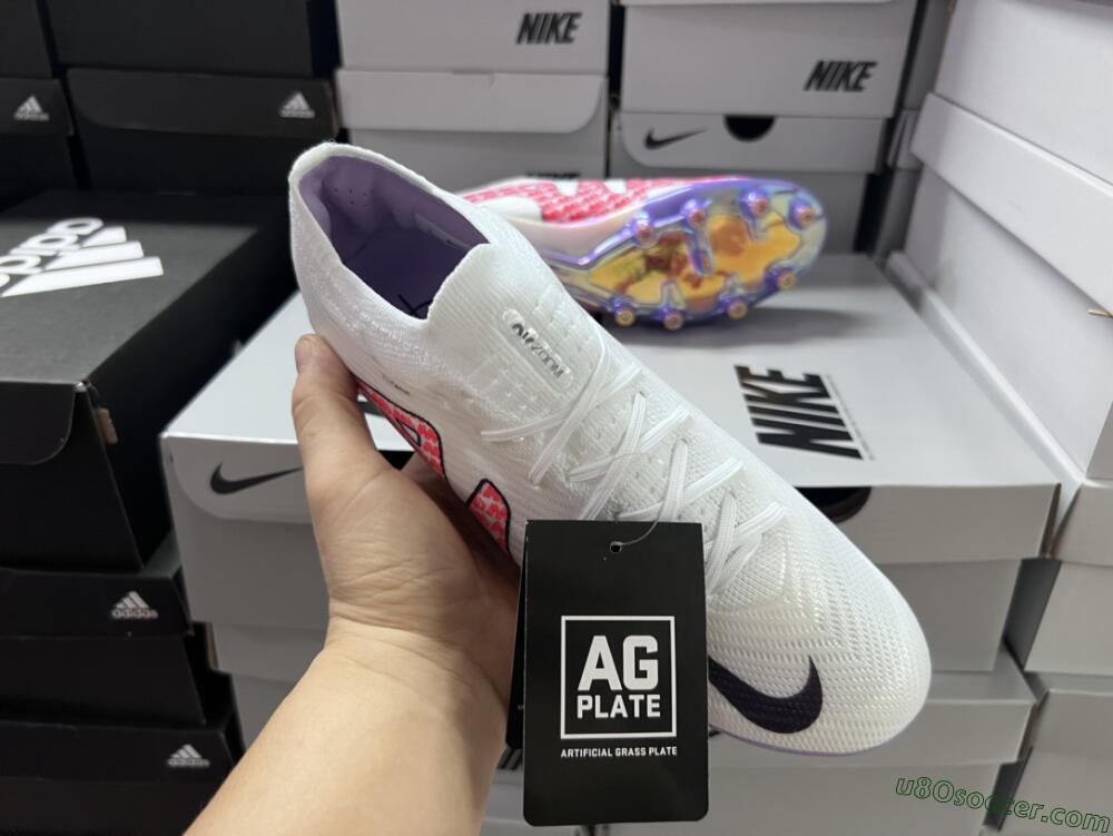 Nike Air Zoom Mercurial Vapor 15 Elite AG Artificial Grass Soccer Cleats - White/Pink